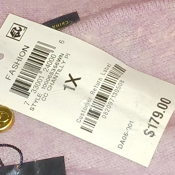 CHARTER CLUB NWT 1X Chantilly Pink 100% Cashmere Boatneck LS Shirttail Sweater - Picture 2 of 4